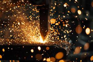Abstract Experimental Dynamic Nature of Sparks Flying from Blacksmiths Hammer Hitting an Anvil Background photo