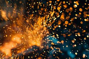 Abstract Experimental Vibrant Nature of Sparks and Flames Bursting from Blacksmiths Forge Background photo