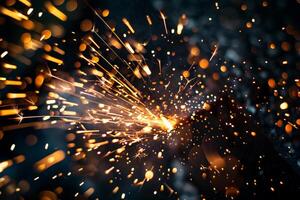 Dynamic Sparks Flying from Metalworking Forge Capturing Craftsmanship Energy Background photo