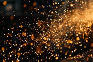 Dynamic Sparks Flying from Metalworking Forge Capturing Craftsmanship Energy Background photo