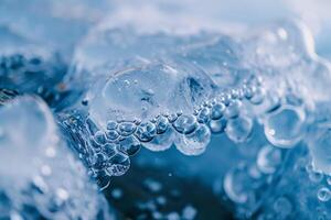 Ethereal nature of bubbles trapped under frozen lake ice creating intricate patterns nature background photo