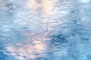 Ethereal Background Light Patterns on the Surface of Frozen Lake Reflecting the Winter Sky photo