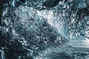 Patterns of Light Reflecting Off Crystalline Ice Formations in Glacier Cave nature background photo