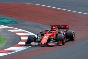 Sports nature background Competitive Formula 1 Car Racing Around Challenging Corner at Professional Circuit photo