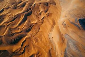 Aerial  of Sand Dunes in Desert with Wind Blown Patterns and Textures   nature background photo