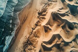 Aerial  of Sand Dunes in Desert with Wind Blown Patterns and Textures   nature background photo