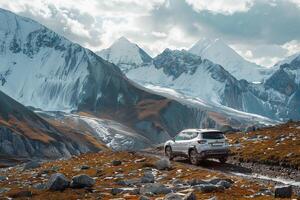 Rugged Mountain Trail Adventure with Compact SUV   nature background photo