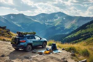 Compact Crossover Ready for Adventure at Trailhead with nature background photo