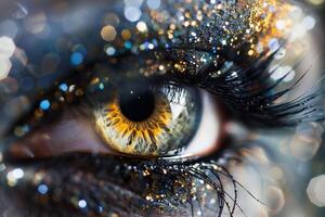 Ethereal Enchanting Nature of fairys eye with delicate s and hint of magic in the gaze with nature background photo