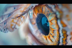 Ethereal Enchanting Nature of fairys eye with delicate wings reflected in the iris  nature background photo