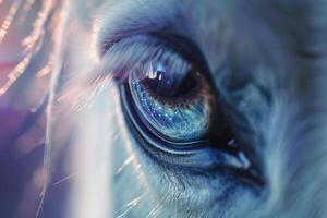 Ethereal Nature of unicorns eye with shimmering iris and magical reflections  nature background photo
