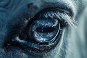 Ethereal Nature of unicorns eye with shimmering iris and magical reflections  nature background photo