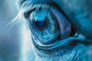 Ethereal Nature of unicorns eye with shimmering iris and magical reflections  nature background photo