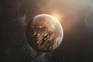 Space Exploration of Planets Orbiting the Ultracool Dwarf Star Trappist 1 with Cosmic nature background photo