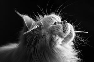 Persian cat being delicately groomed with silver comb its fur gleaming under  studio lights capturing the cats regal profile background photo