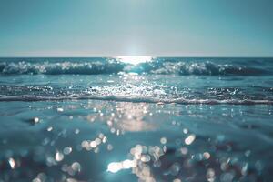 Seascape Sunlight Creating Glittering Path Across the Surface of Calm Sea nature background photo