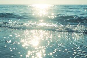 Seascape Sunlight Creating Glittering Path Across the Surface of Calm Sea nature background photo