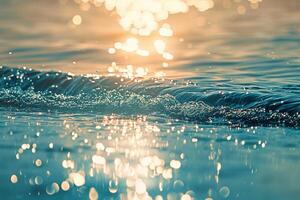 Seascape Sunlight Creating Glittering Path Across the Surface of Calm Sea nature background photo