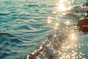 Seascape Sunlight Creating Glittering Path Across the Surface of Calm Sea nature background photo