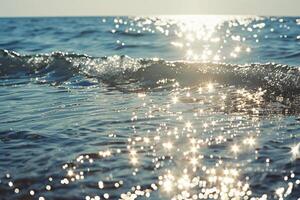 Seascape Sunlight Creating Glittering Path Across the Surface of Calm Sea nature background photo