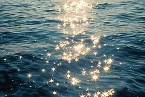 Seascape Sunlight Creating Glittering Path Across the Surface of Calm Sea nature background photo