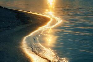 Seascape Sunlight Creating Golden Path on the Calm Surface of Secluded Bay nature background photo