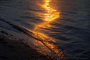 Seascape Sunlight Creating Golden Path on the Calm Surface of Secluded Bay nature background photo