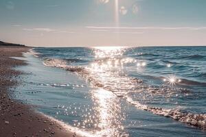 Seascape Sunlight Creating Glittering Path Across the Surface of the Ocean nature background photo