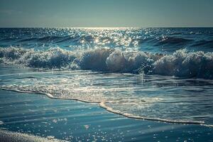 Seascape Sunlight Reflecting Off Gentle Waves on Calm Ocean nature background photo