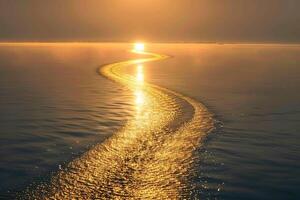 Seascape Sunlight Creating Golden Path on the Surface of Calm Lake nature background photo