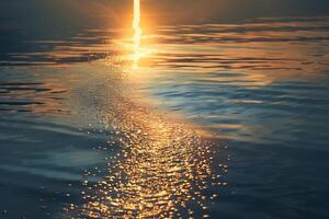 Seascape Sunlight Creating Golden Path on the Surface of Calm Lake nature background photo