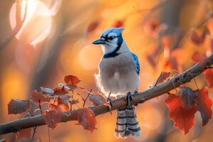 Sunlight Filtering Through Autumn Leaves with nature background photo