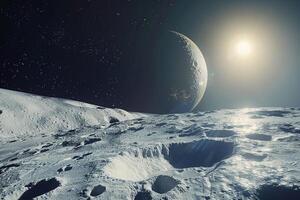 Interplanetary nature background Space Exploration Discovery Space Probe Exploring Plutos Icy Surface photo