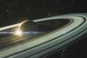 Interplanetary nature background Space Exploration Discovery Space Probe Exploring Saturns Rings photo