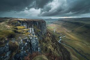 Majestic Highland Plateau with Storm Clouds  nature background photo