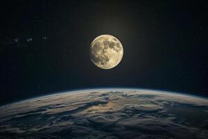 Full Moon Rising Above Earths Horizon from ISS with Serene Illumination photo