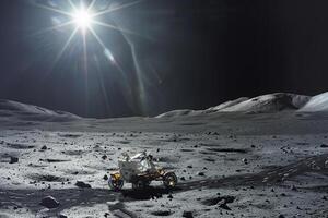 Lunar Rover Capturing Panoramics of Moons South Pole Terrain photo