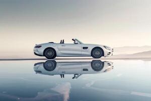 High End Convertible on Reflective Surface with Ambient Lighting photo