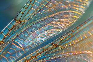 Nature  Dragonfly Wing with Translucent Veins and Iridescent Patterns  nature background photo