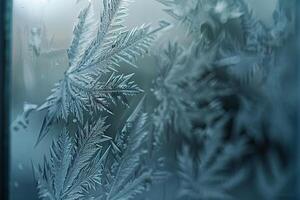 Nature  Frost Patterns on Windowpane with Delicate Lacework Appearance  nature background photo