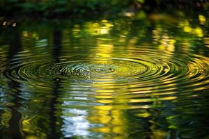 Nature Reflective Ripples on Pond Surface Showcasing Surrounding Trees  nature background photo