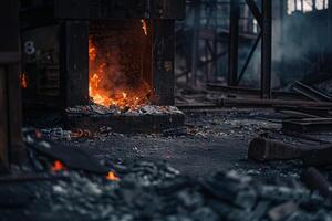 Shadows dancing over an abandoned forge where only embers and memories remain background nature photo