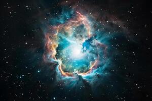 Deep Space Planetary Nebula in Vibrant Colors Insight into the Cycle of Stellar Life photo