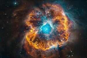 Dynamic  of Planetary Nebula Vibrant Colors Illustrating Stellar Cycle in Deep Space photo