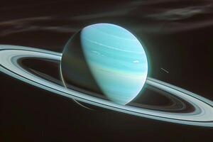 Uranus with Tilted Axis and Ring System Unique Outer Solar System s Background and Nature photo