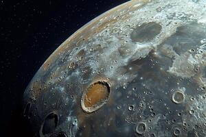 Ganymede Largest Moon of Jupiter Cratered Surface and Icy Plains Background and Nature photo