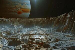 Europas Cracked Icy Surface Reddish Material and High Magnification in Jovian System Background and Nature photo