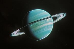 Uranus with Tilted Axis and Faint Ring System Unique Outer Solar System Features Background and Nature photo