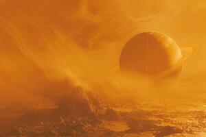 Titan Saturns Largest Moon Hazy Orange Atmosphere and Hydrocarbon Lakes Background and Nature photo