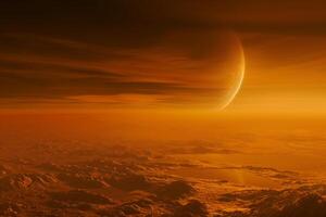 Titan Saturns Largest Moon Hazy Orange Atmosphere and Hydrocarbon Lakes Background and Nature photo